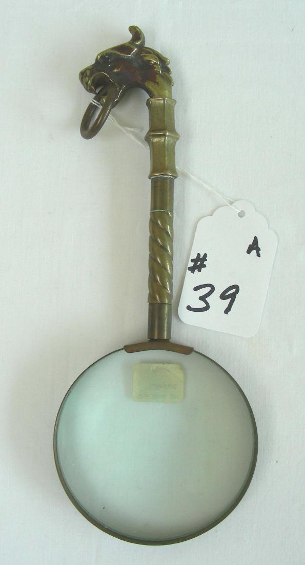 VINTAGE CHINESE BRASS MAGNIFYING GLASS (1 of 2)