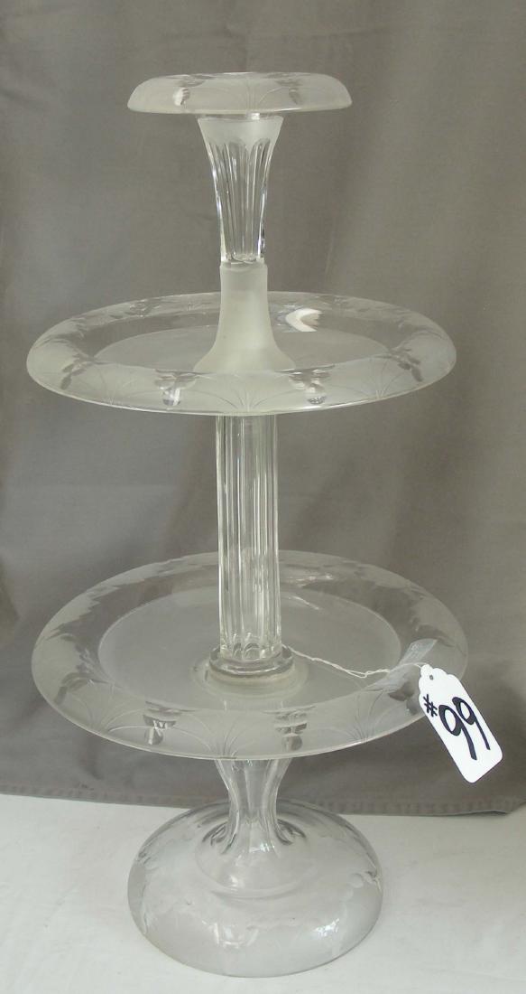 VINTAGE ETCHED CRYSTAL TAZZA (1 of 2)