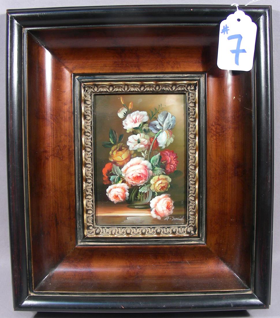 BEAUTIFUL SMALL SCALE ORIGINAL OIL ON CANVAS:  FLORAL (1 of 1)