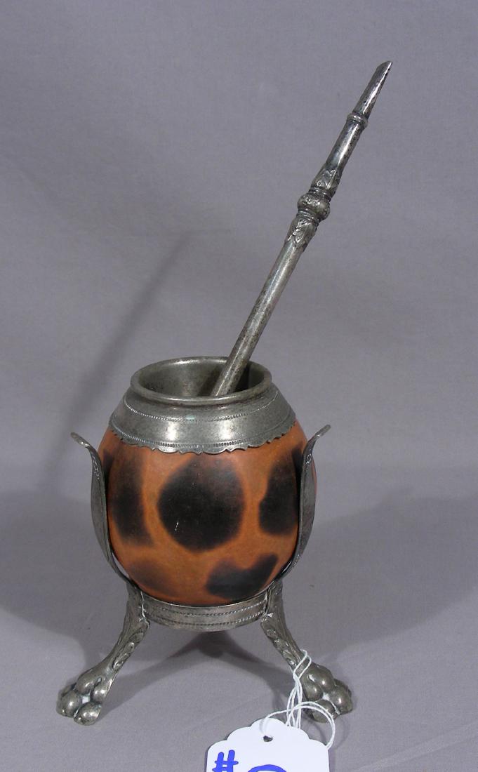 VINTAGE ALPACCA SILVER YERBA MATE GOURD & BOMBILLA (1 of 2)