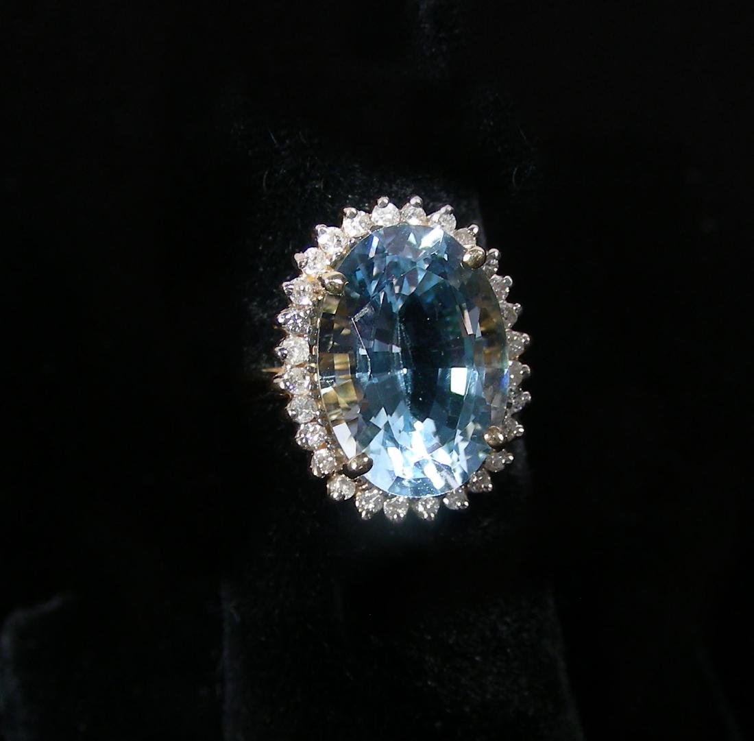 LADIES 14K YELLOW GOLD, BLUE TOPAZ & DIAMOND RING (1 of 1)