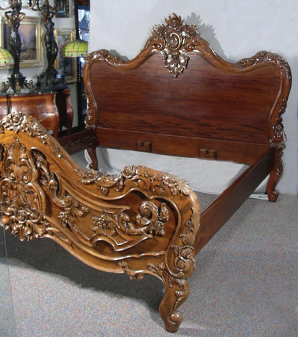 ENGLISH HAND CARVED MAHOGANY KING SIZE BED (1 of 1)