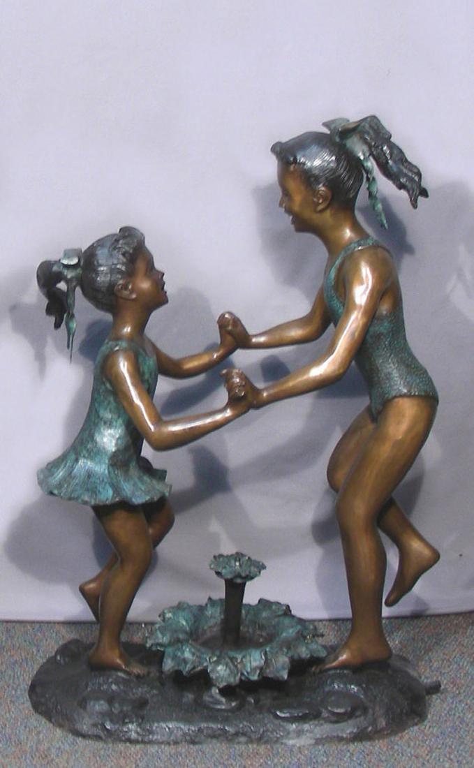 LARGE ADORABLE BRONZE SCULPTURE/FOUNTAIN "TWO YOUNG (1 of 1)