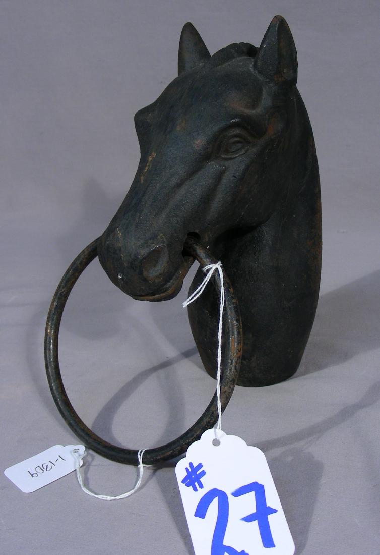 VINTAGE CAST IRON HORSE HEAD HITCHING POST TOP (1 of 1)