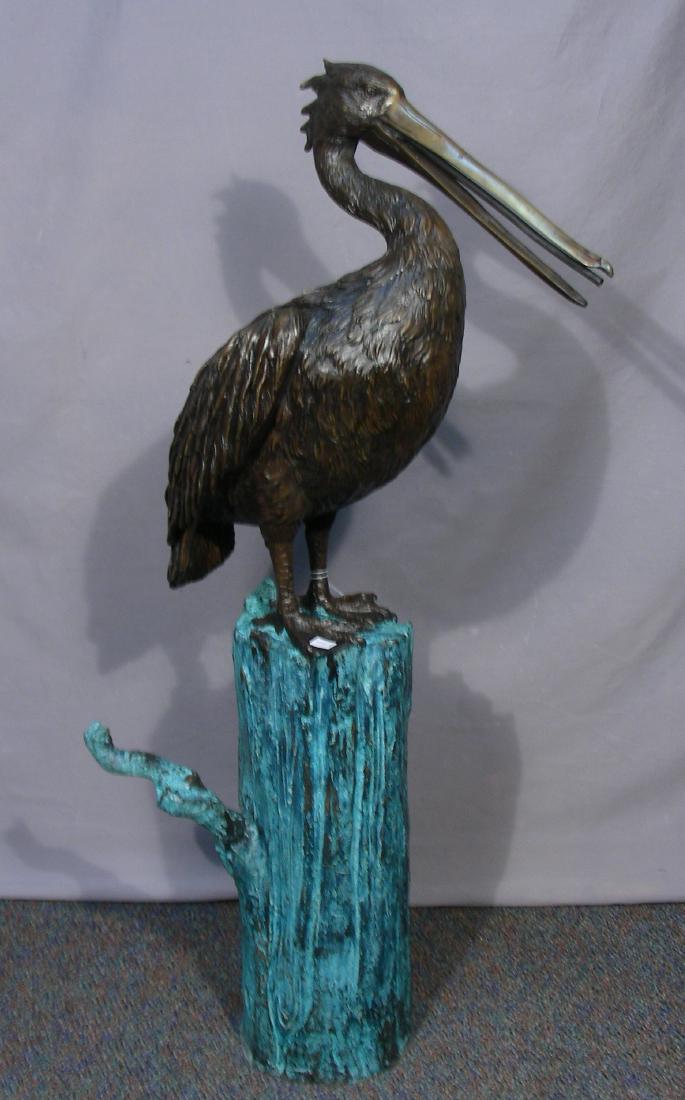 BRONZE SCULPTURE/FOUNTAIN:  PELICAN STANDING ON POST (1 of 1)