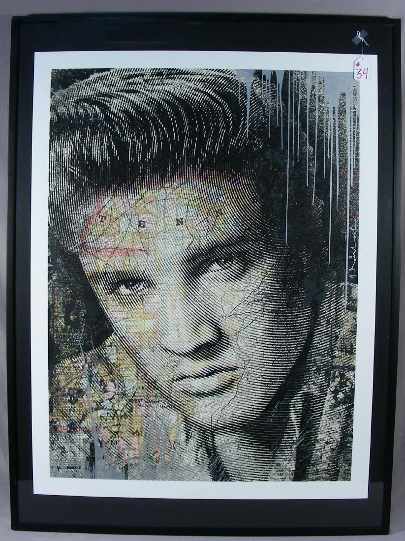 THIERRY GUETTA (1966- ) FRENCH (MR. BRAINWASH): Original Serigraph on paper "King of Rock & Roll", Elevis Presley Silver Edition. Limited Edition of 50. Circa 2017. Hand signed by Brainwash. Image 50" x 38", Overall framed 58" x 44".