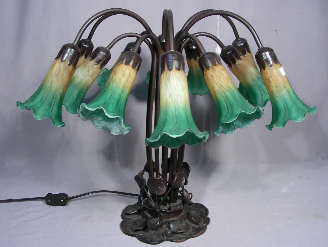 FINE BRONZE & ART GLASS LILY LAMP Jun Handel Style Lily Lamp Oct 24, 2019