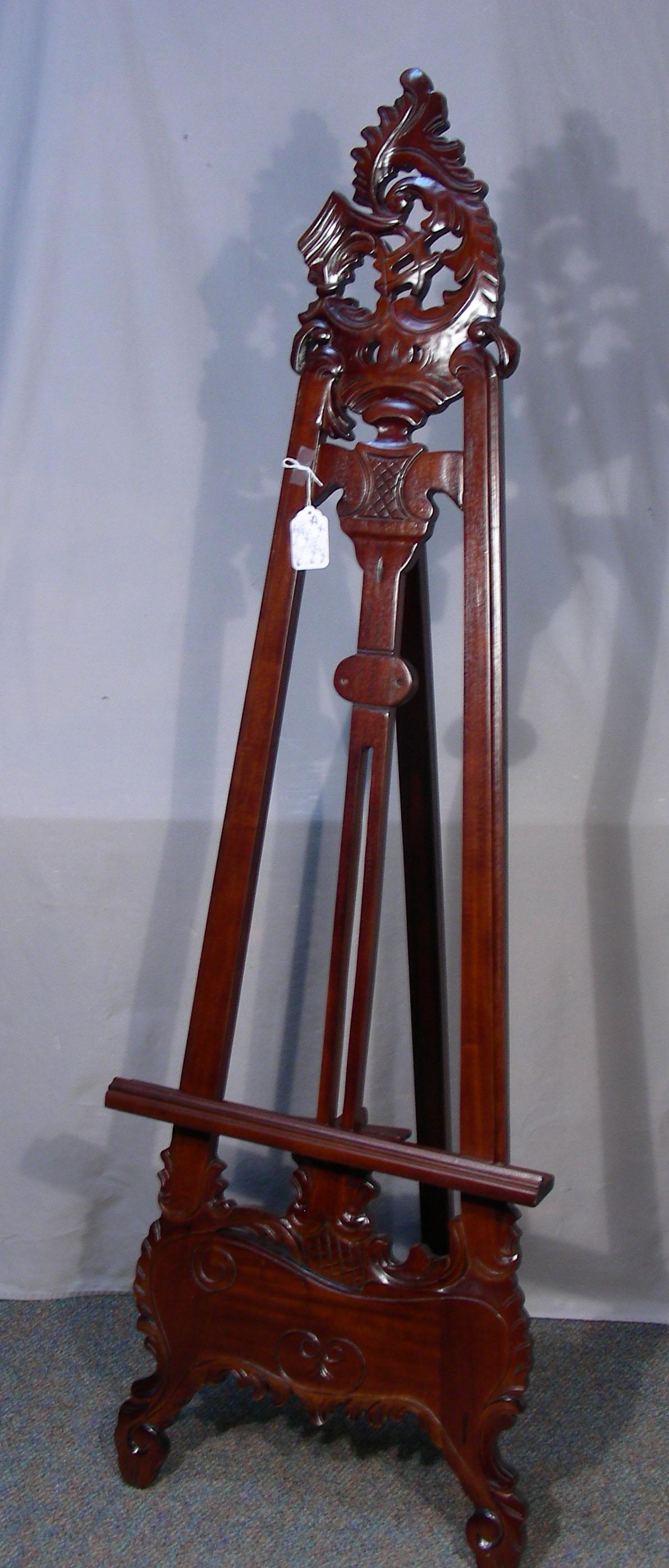 HAND CARVED MAHOGANY EASEL (1 of 1)