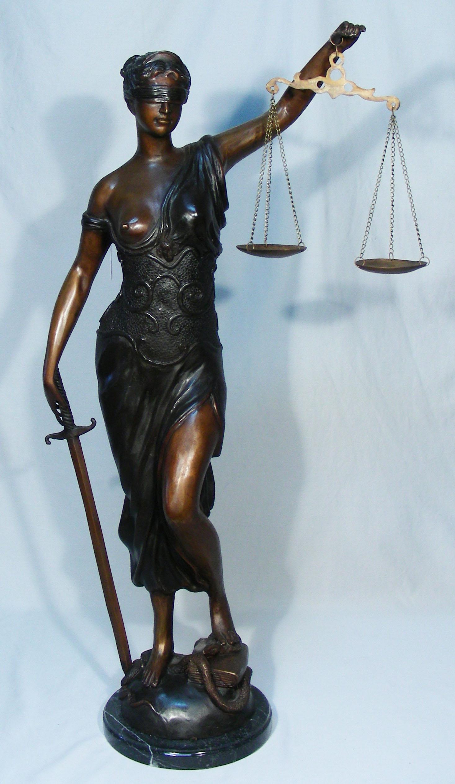 LARGE BRONZE SCULPTURE "SCALES OF JUSTICE" Jun 27, 2020 Chamberlain