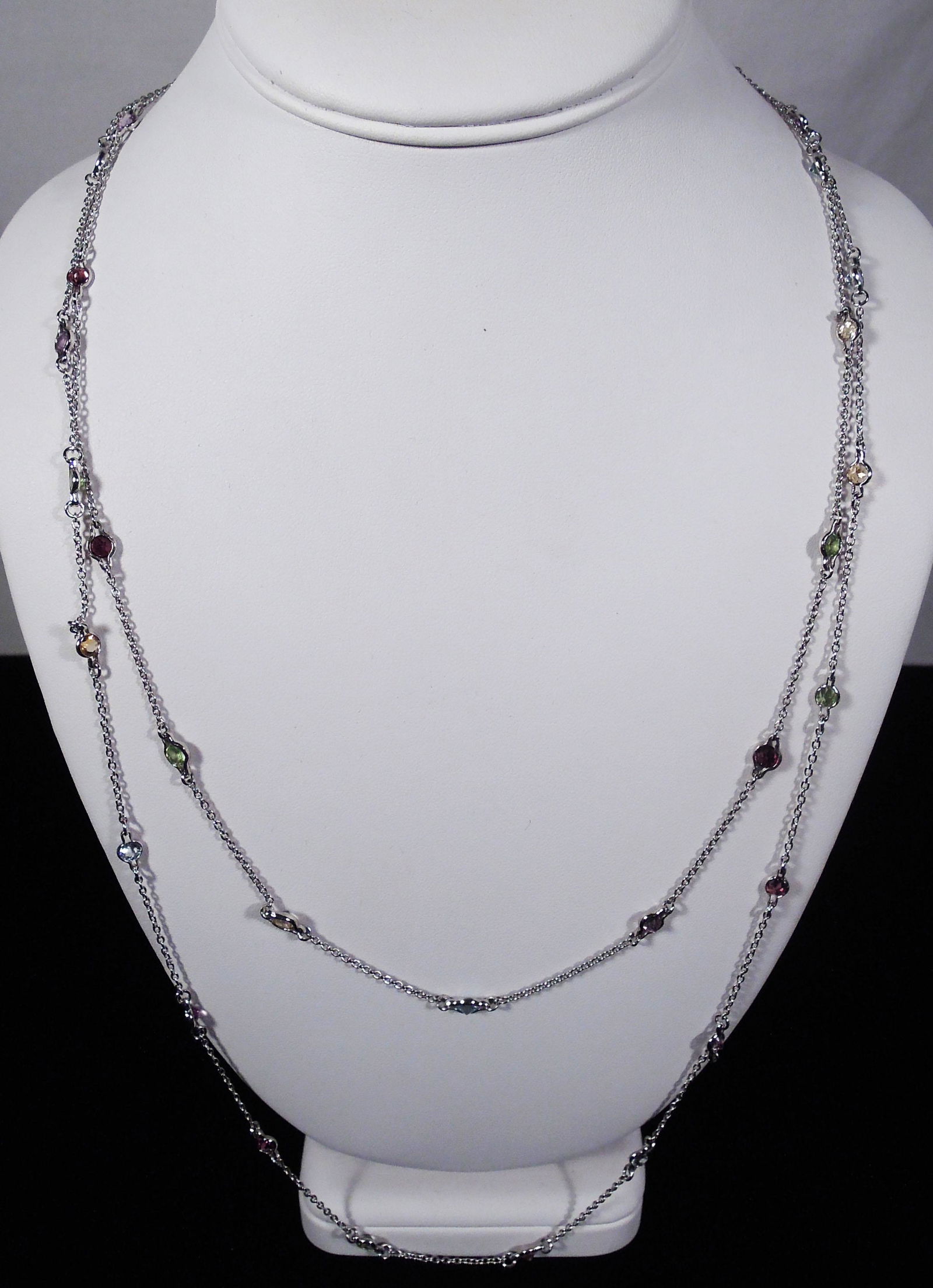 TWO LADIES STERLING SILVER NECKLACES WITH SEMI-PRECIOUS (1 of 1)