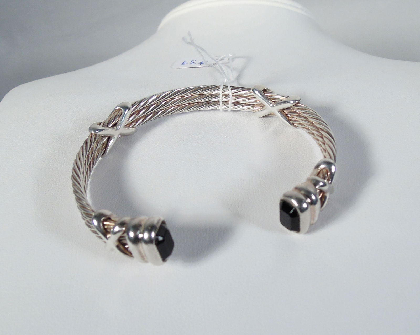 DAVID YURMAN STYLE STERLING SILVER & ONYX BRACELET (1 of 1)