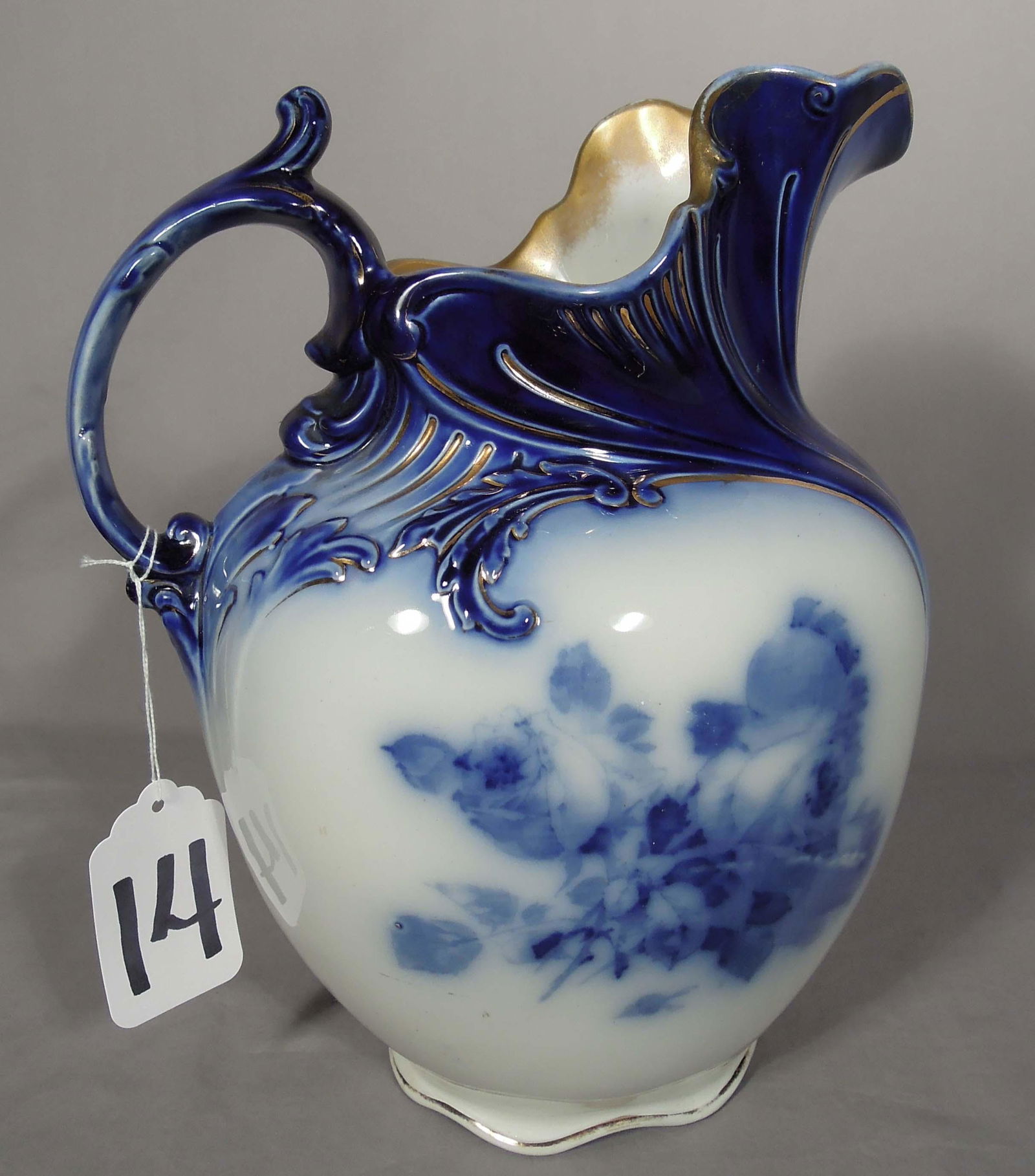 VINTAGE GLOIRE-DE-DIJON FLOW BLUE PITCHER (1 of 2)
