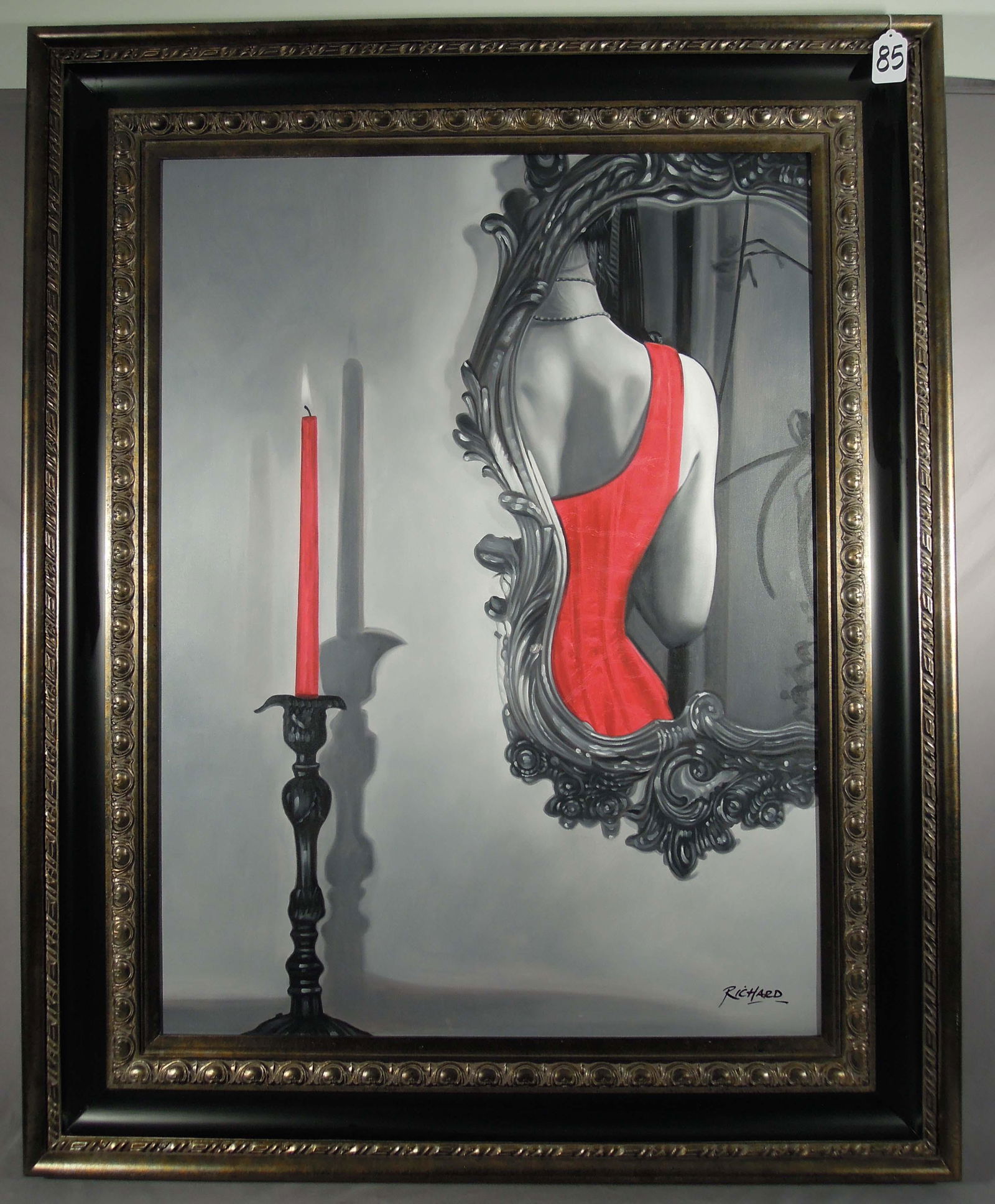 LARGE ORIGINAL OIL ON CANVAS "SILOUHETTE OF WOMAN" (1 of 2)