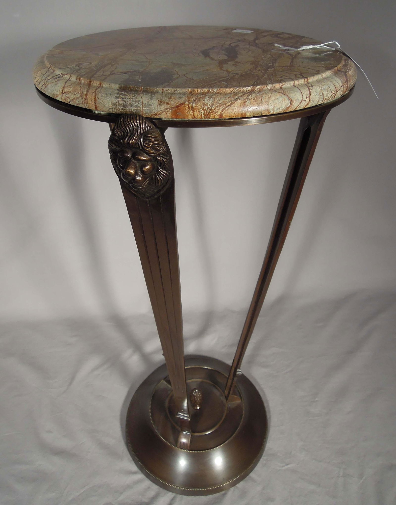 HEAVY BRONZED METAL STAND WITH MARBLE TOP (1 of 1)