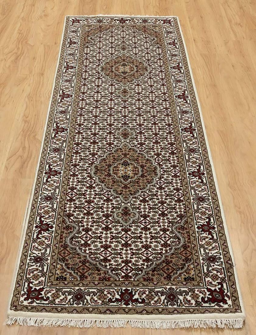 HAND KNOTTED WOOL & SILK MAHI TABRIZ RUNNER (1 of 2)