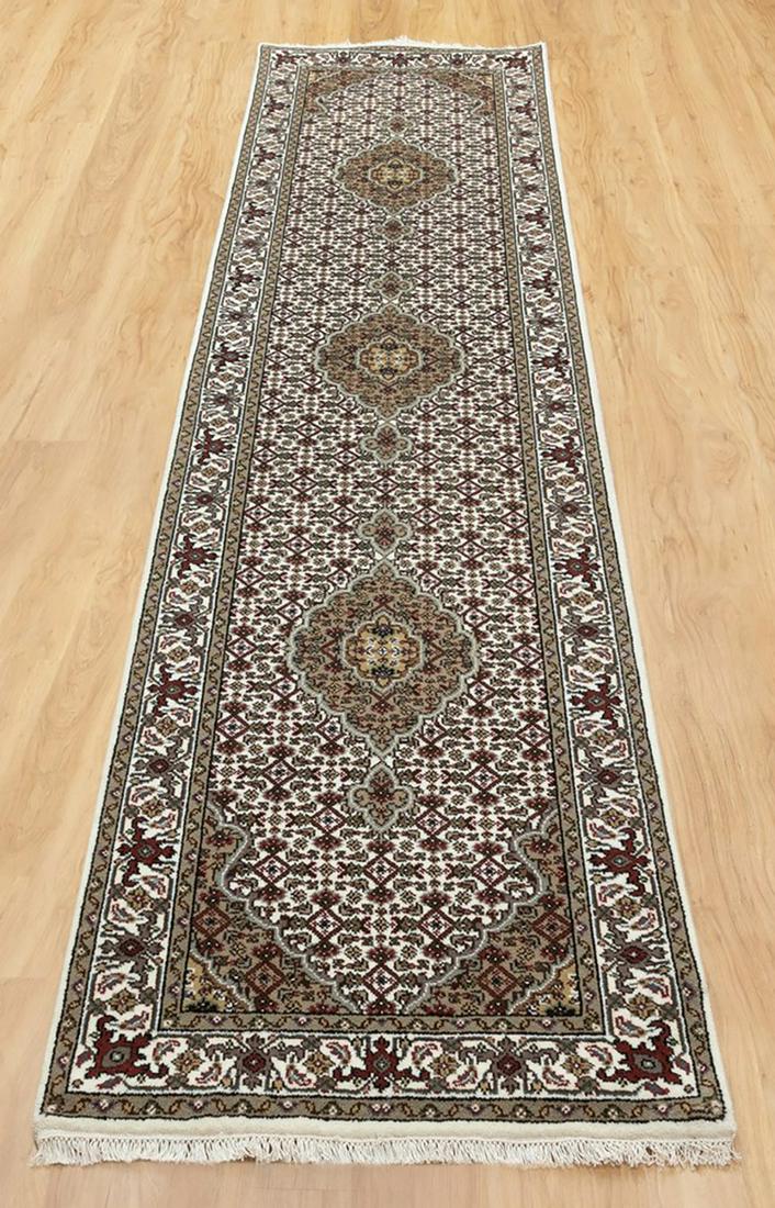 HAND KNOTTED WOOL & SILK MAHI TABRIZ RUNNER (1 of 2)