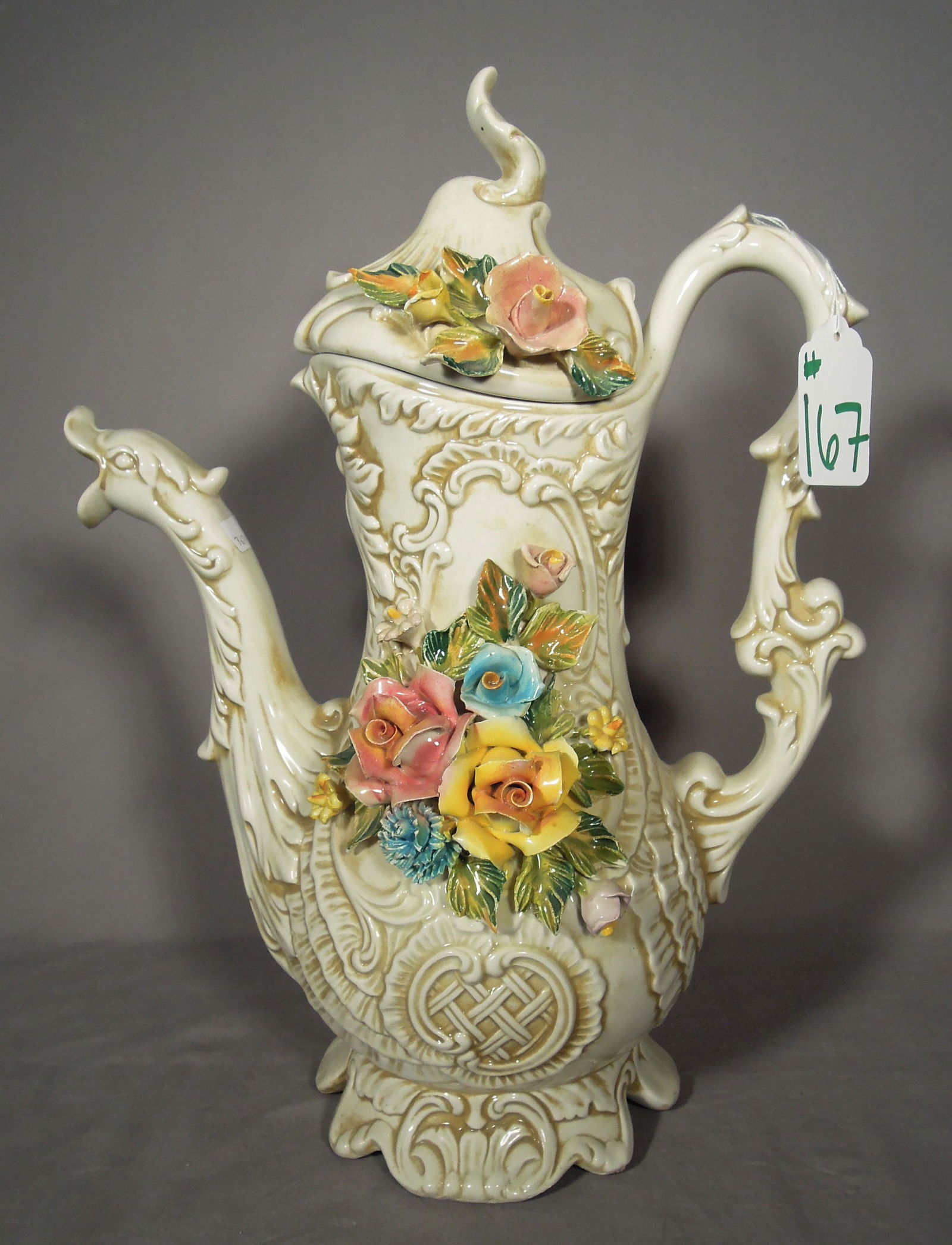 VINTAGE ITALIAN CAPO DI MONTE LARGE PITCHER (1 of 2)