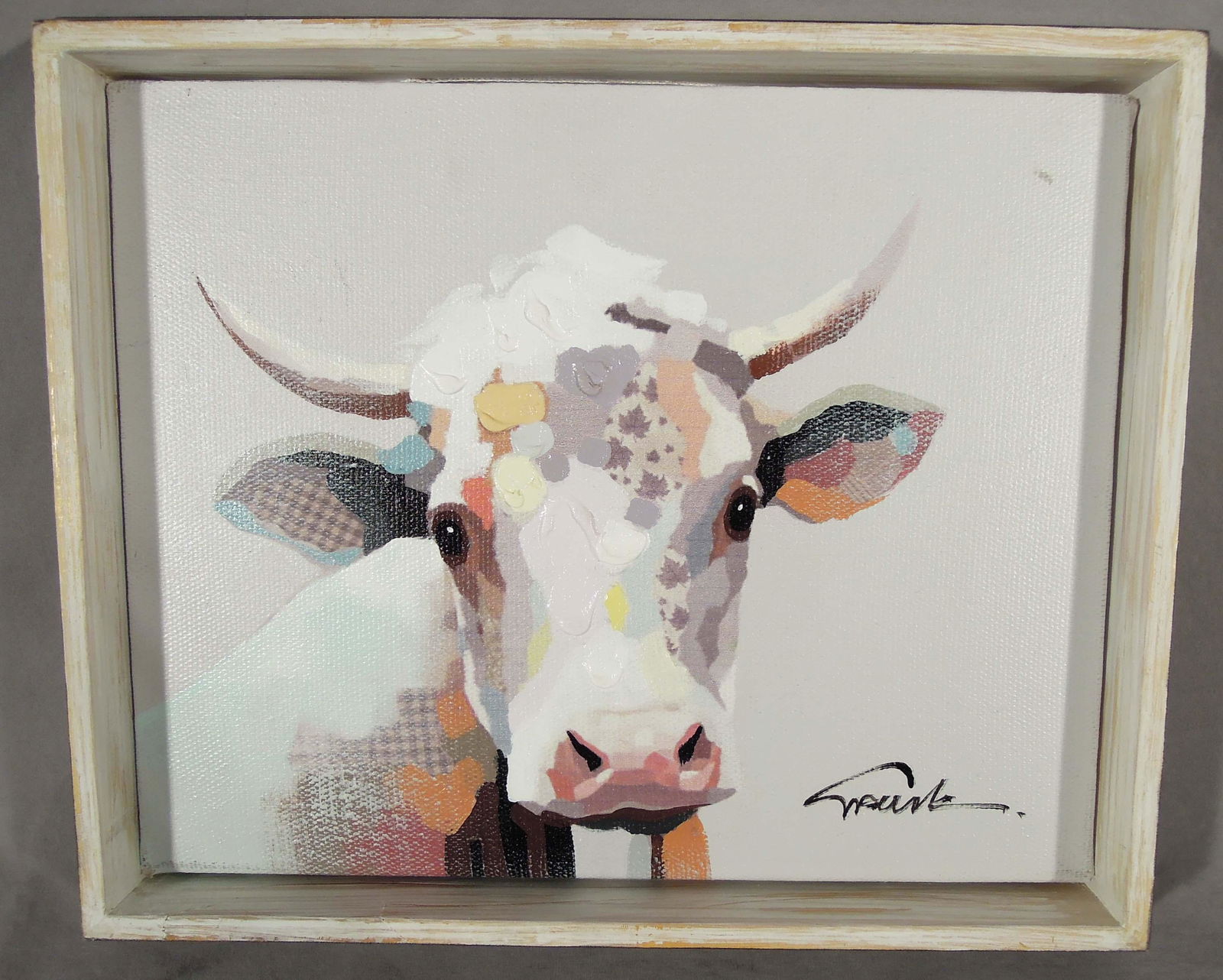 ORIGINAL POP ART OIL ON CANVAS "COW" (1 of 1)