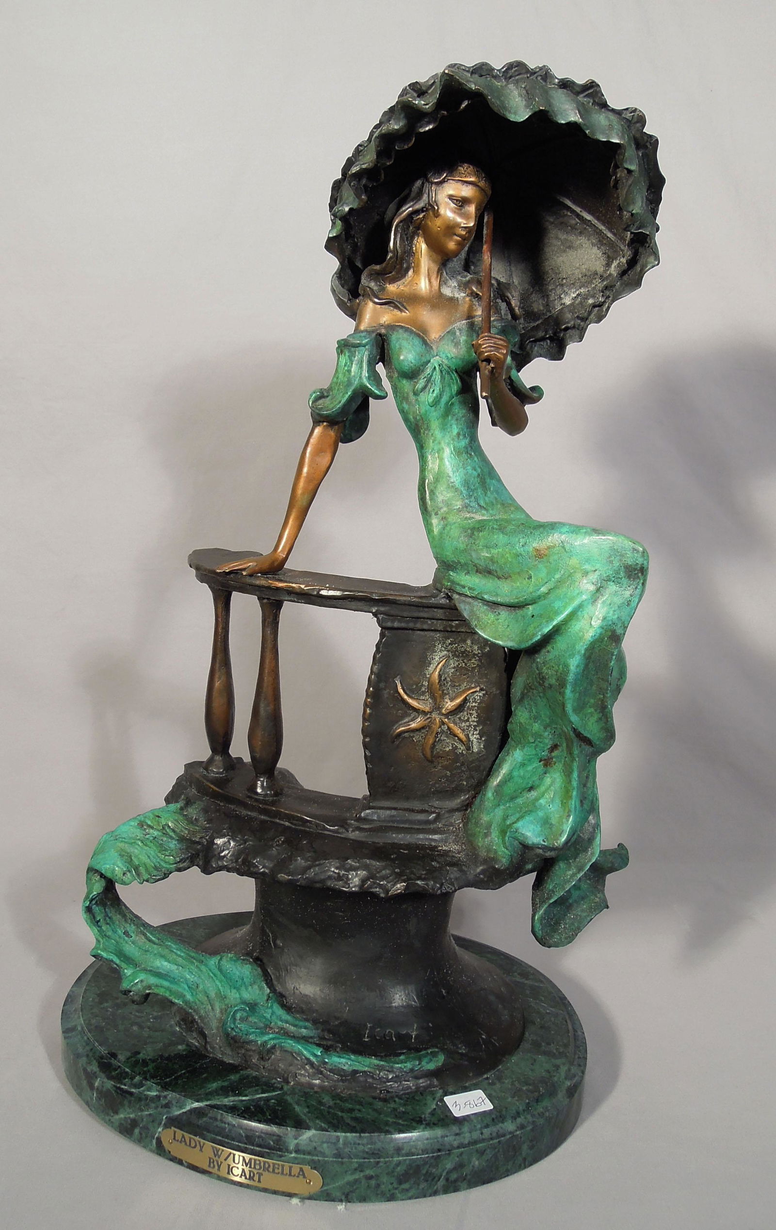 VINTAGE AFTER LOUIS ICART BRONZE SCULPTURE OF SEATED (1 of 2)