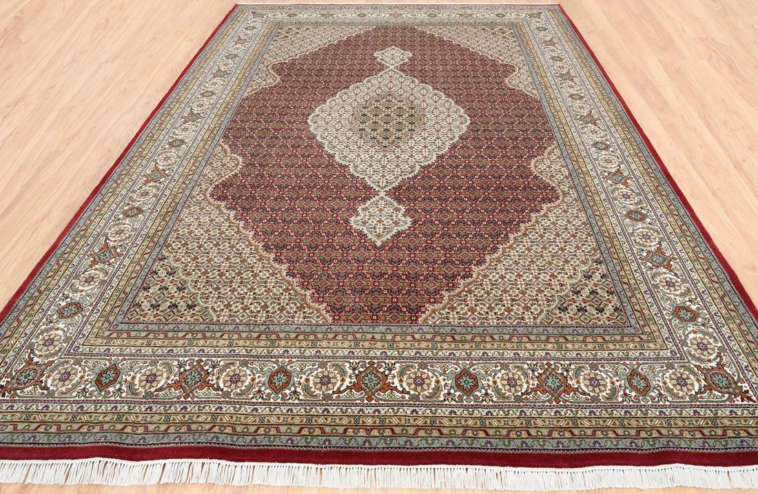 FINE HAND KNOTTED WOOL & SILK MAHI TABRIZ AREA RUG (1 of 2)