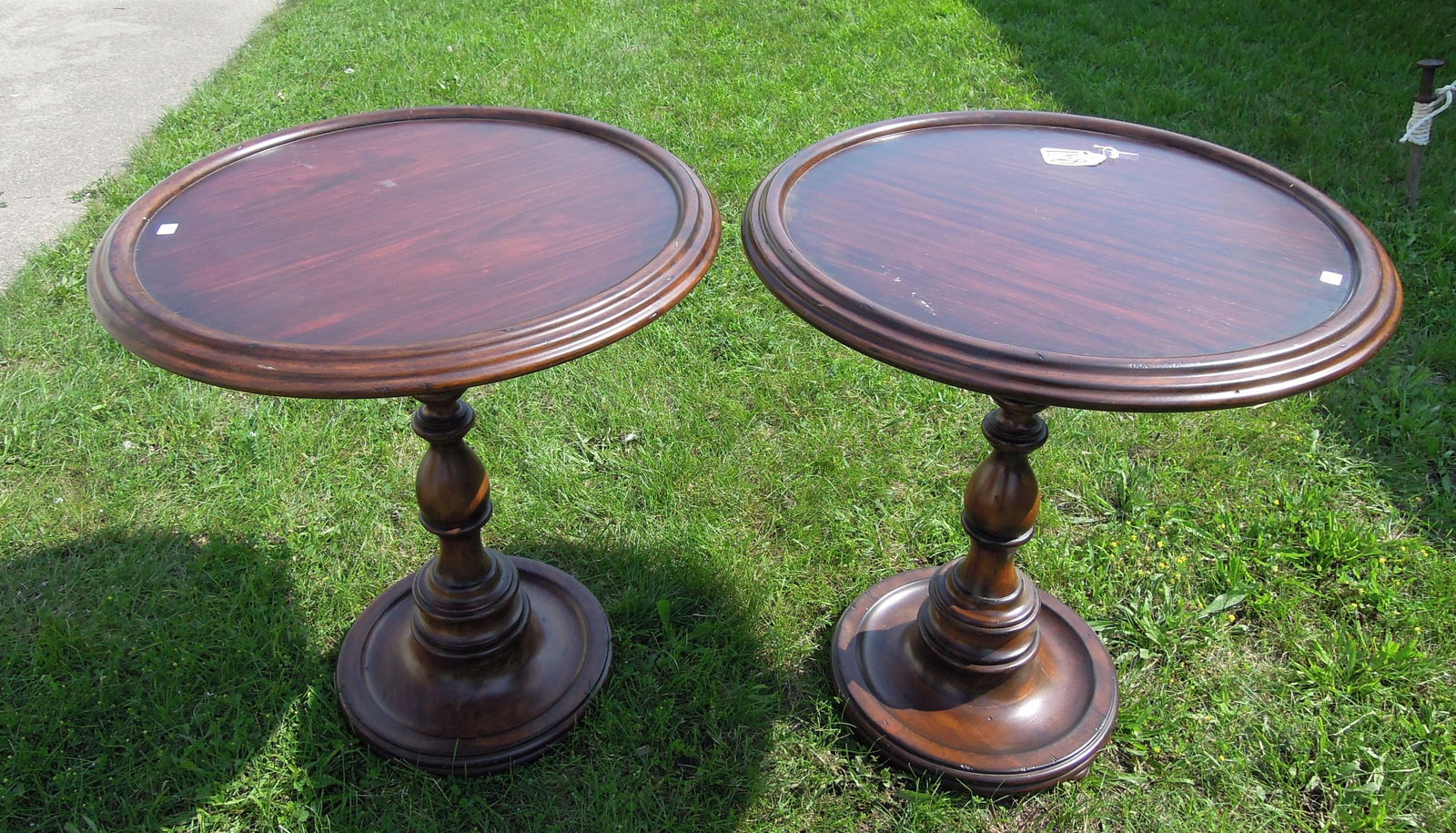 PAIR HAND CARVED WOODEN SIDE TABLES (1 of 2)