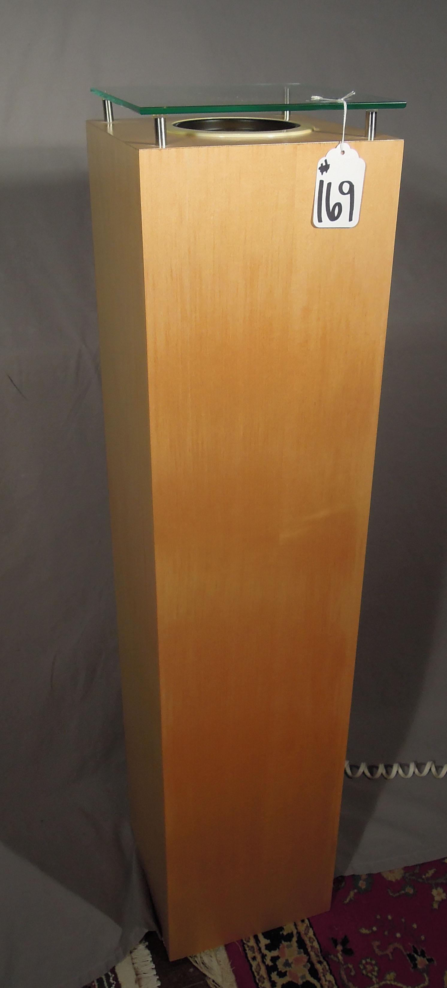 SQUARE WOODEN ELECTRIFIED PEDESTAL WITH GLASS TOP (1 of 2)
