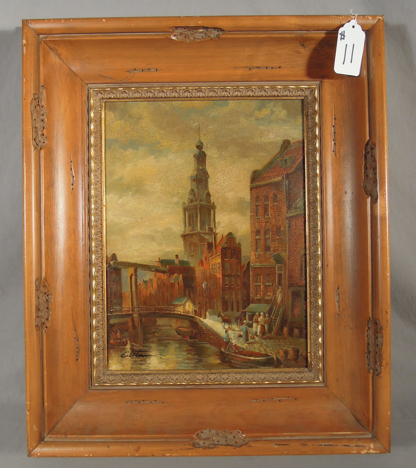 ORIGINAL OIL ON CANVAS: DUTCH VILLAGE SCENE (1 of 2)