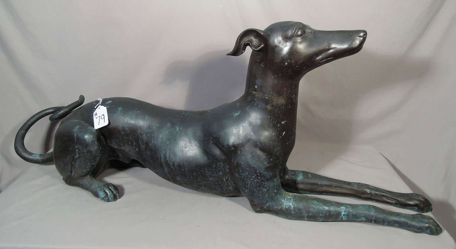 VINTAGE LIFE SIZE BRONZE SCULPTURE OF GREYHOUND (1 of 1)