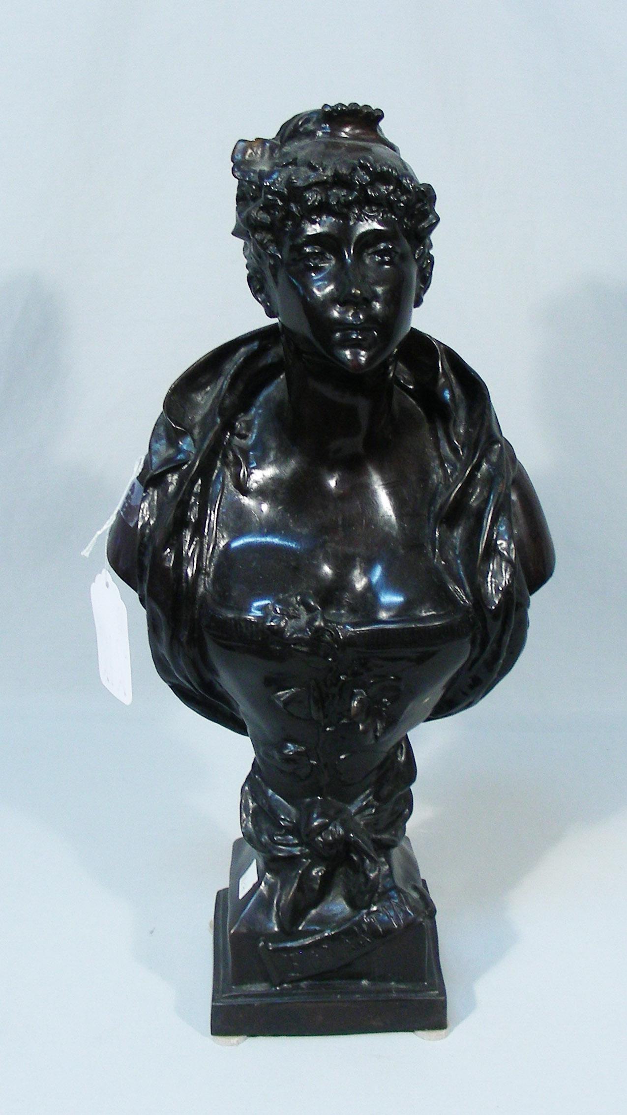 VINTAGE BRONZE BUST OF WOMAN (1 of 2)