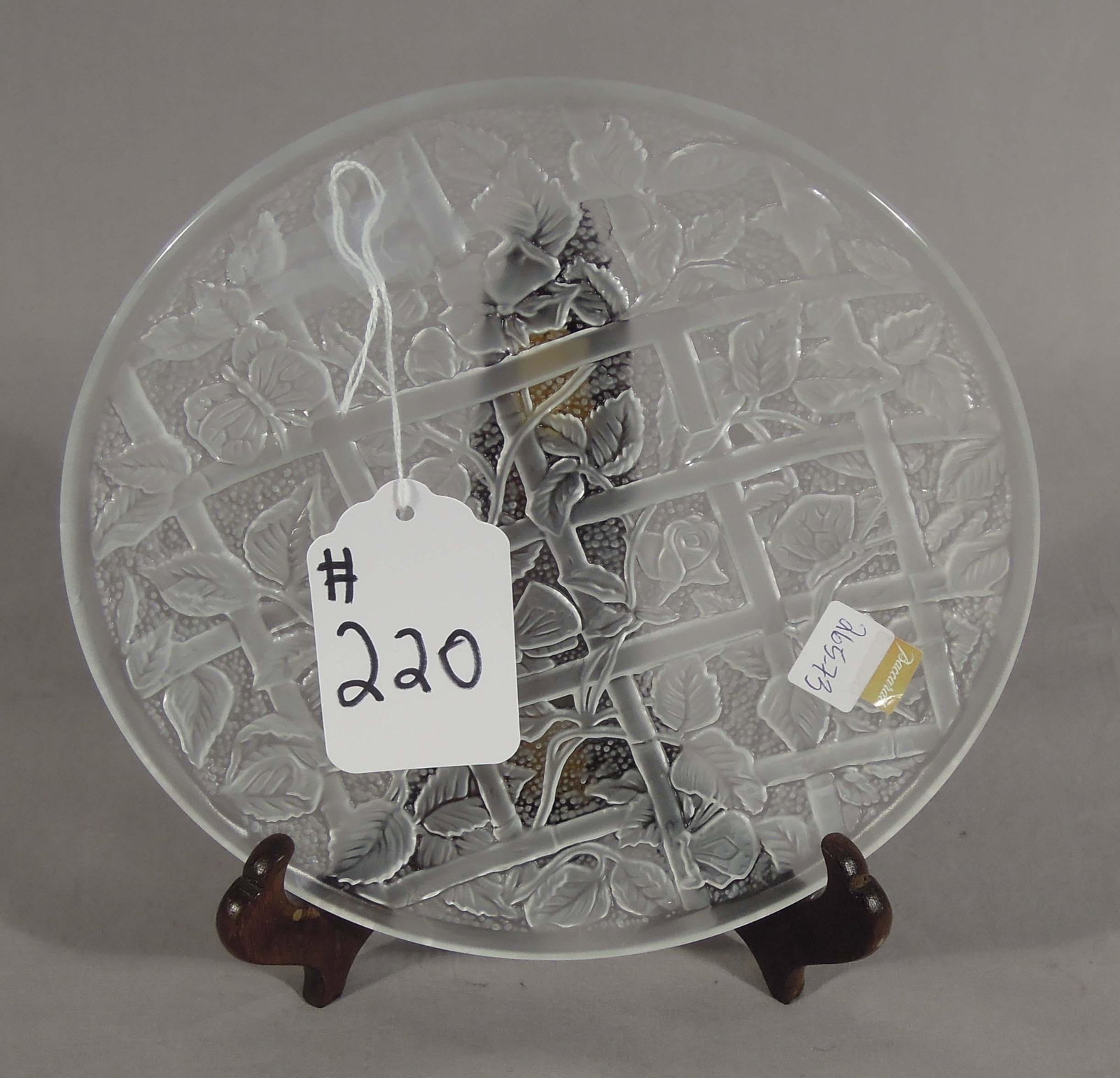 VINTAGE BACCARAT PLATE ON STAND: Signed. 8 1/4" dia.