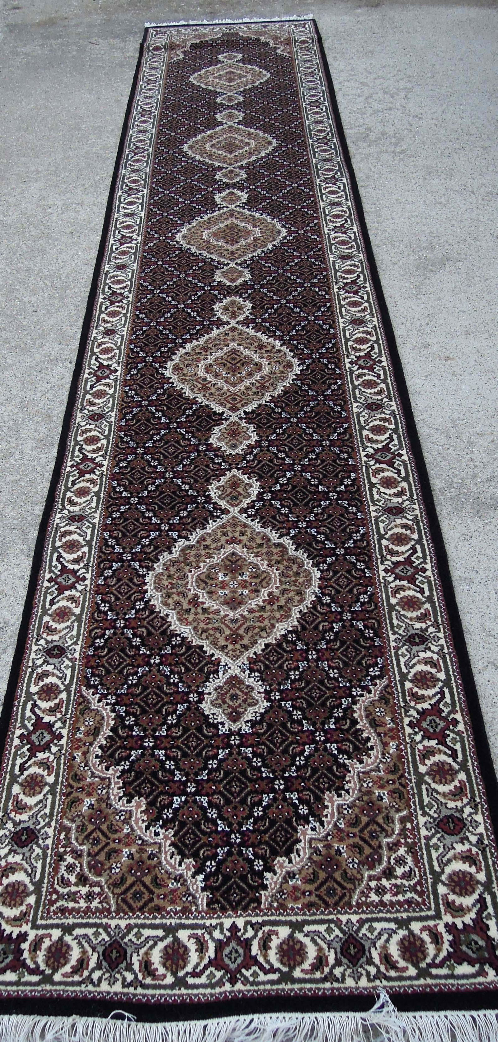 FINE HAND KNOTTED WOOL & SILK MAHI TABRIZ RUNNER (1 of 2)