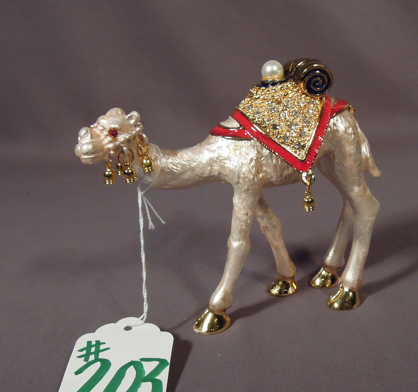 METAL, ENAMEL & RHINESTONE "CAMEL" TRINKET BOX (1 of 1)