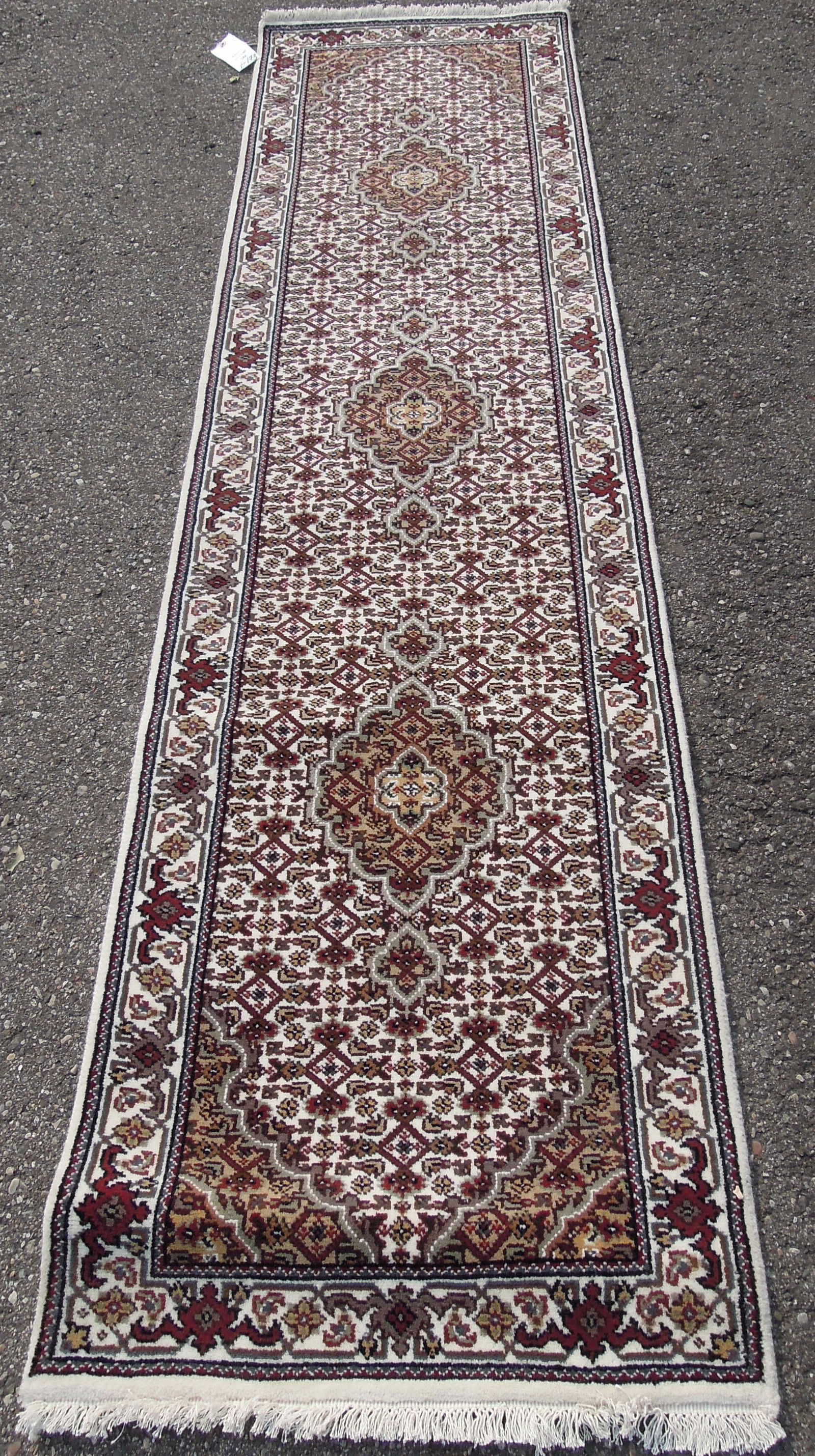 HAND KNOTTED WOOL & SILK MAHI TABRIZ RUNNER (1 of 1)
