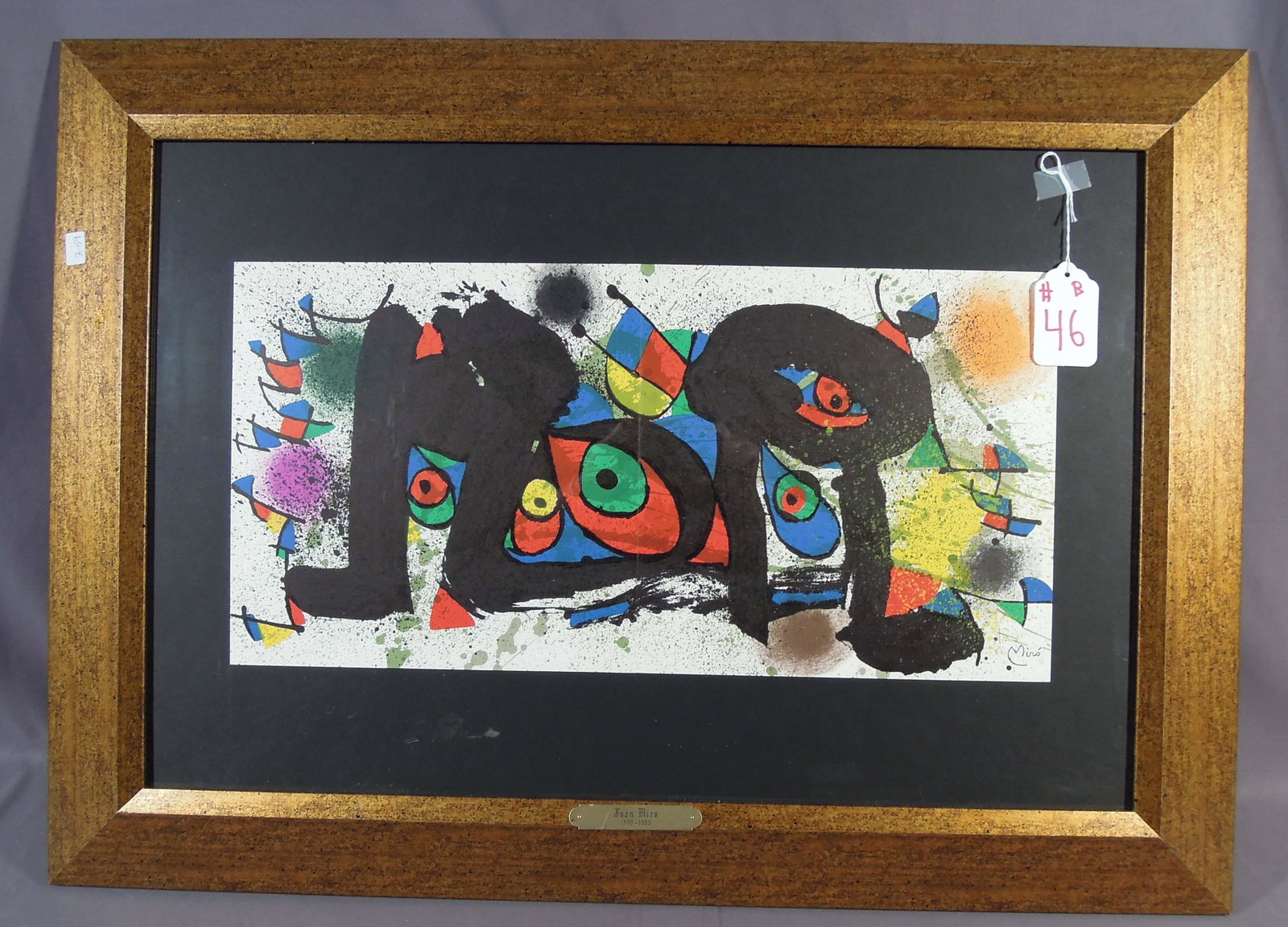 JOAN MIRO (1893-1983) SPANISH: Original Lithograph in colors "Sculpture, Plate 1". Circa 1974. Signed in plate. Overall framed 24" x 32 1/2".