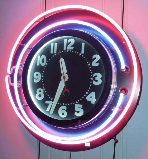 Very Rare Vintage Neon Wall Clock