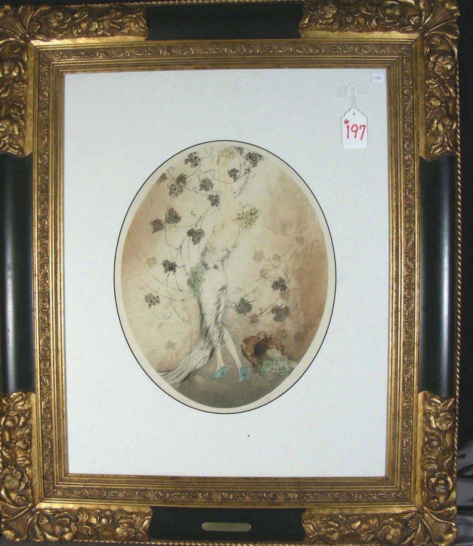 LOUIS ICART (1888-1950) FRENCH - ORIGINAL DRYPOINT: LOUIS ICART (1888-1950) FRENCH - ORIGINAL DRYPOINT ETCHING WITH HAND WATERCOLOR ON PAPER Early Harvest. Circa 1924. Signed in pencil in lower margin by Icart. Limited Edition of 250. 19 1/2" x 15"