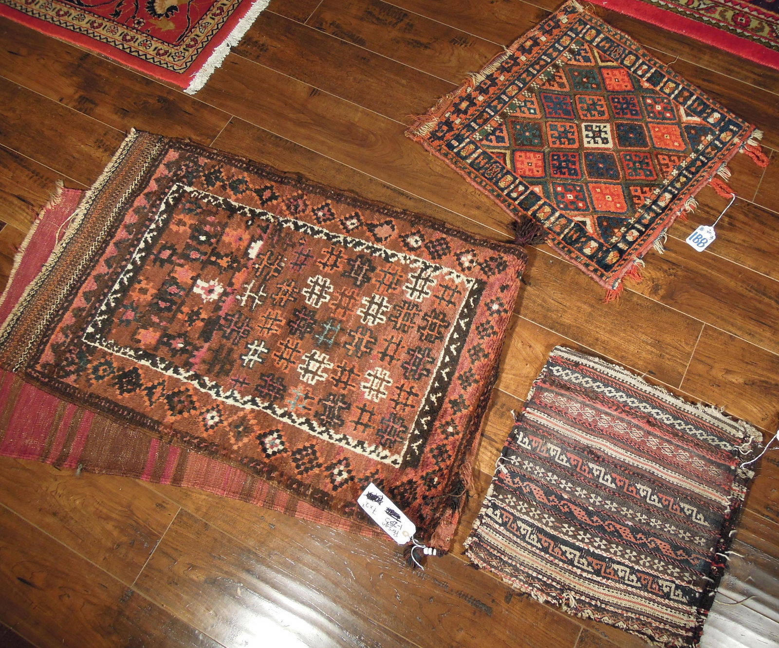 GROUP OF THREE ANTIQUE PERSIAN DISTRESSED HAND WOVEN ARTICLES (1 of 4)