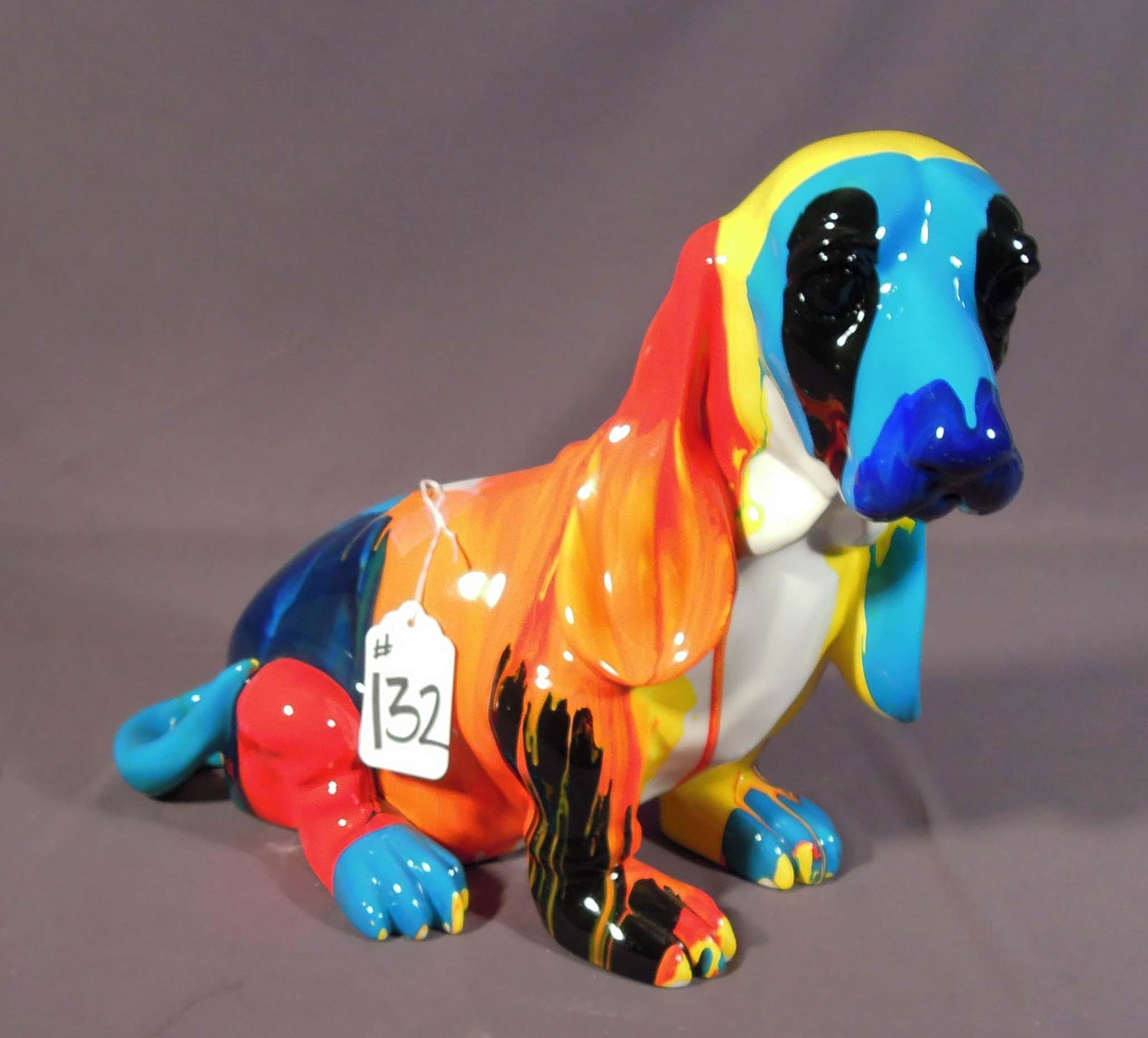 HAND PAINTED COMPOSITION POP ART SCULPTURE OF DOG (1 of 1)