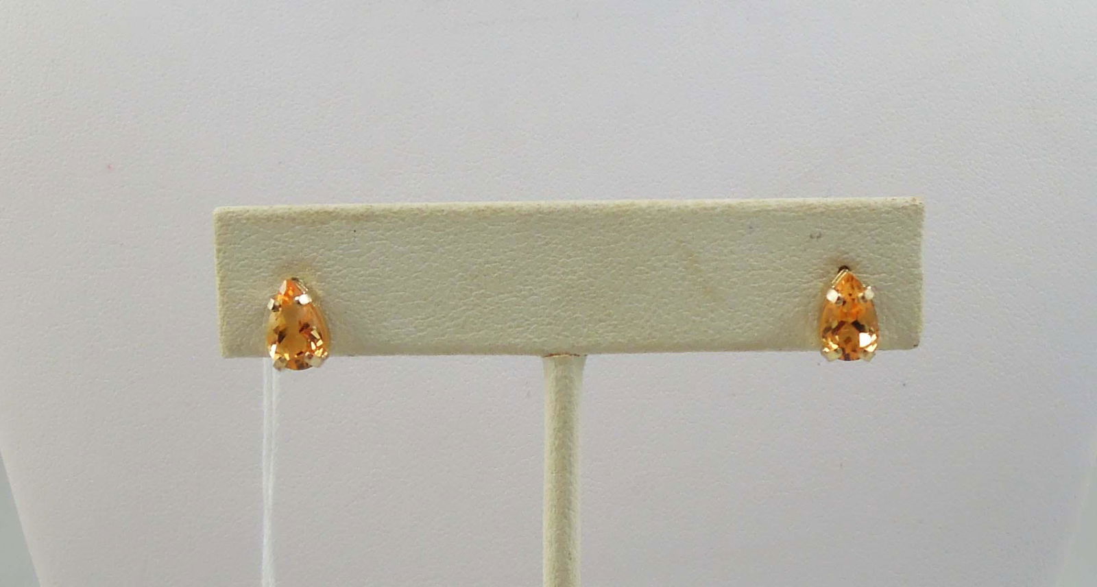PAIR LADIES 14K Y.G., CITRINE STUD EARRINGS (1 of 1)