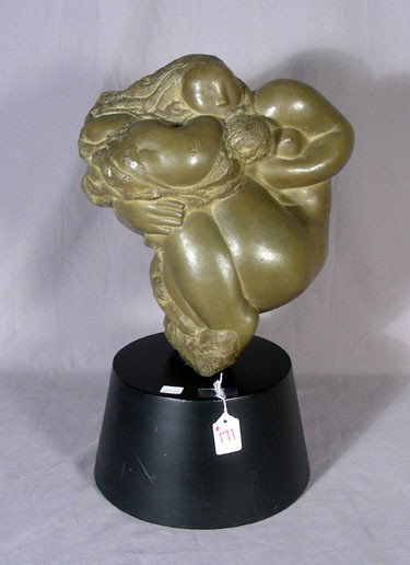 JOSE DE CREEFT (1884-1982) AMERICAN: Fine composite sculpture with applied patina in green. Titled "The Cloud". Creeft was exhibited at the Whitney Museum of American Art. Also known for his famous "Alice in Wonderland" bronze in New Yor