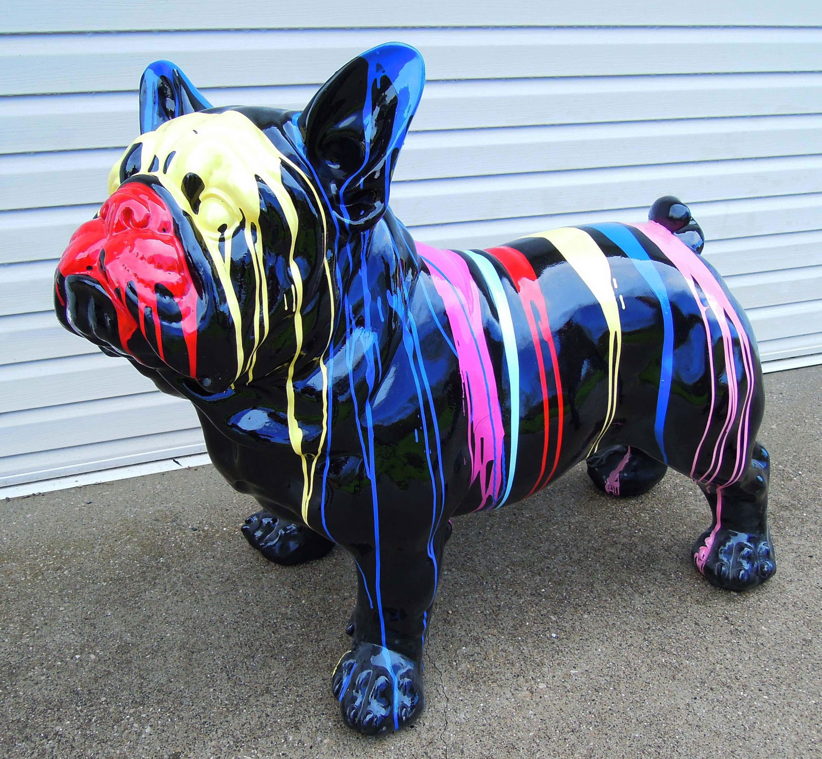 VERY LARGE HAND PAINTED CUSTOM MADE RESIN DOG "FRENCHIE" (1 of 2)