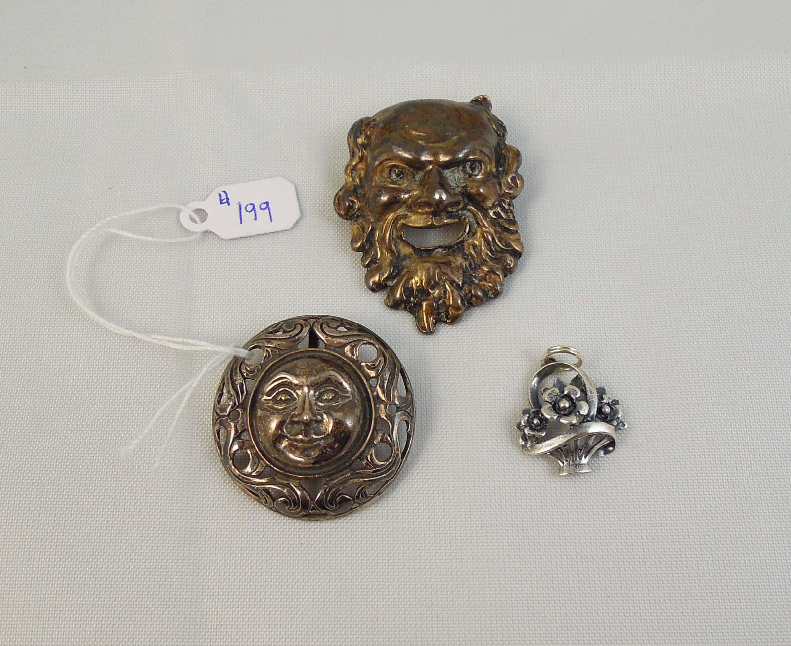 GROUP OF STERLING SILVER:  2 VINTAGE BROOCHES AND 1 PENDANT (1 of 1)