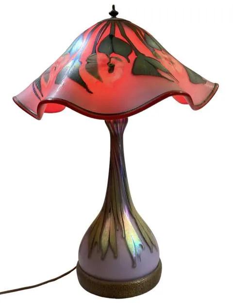OUTSTANDING ORIGINAL CHARLES LOTTON HAND BLOWN ART GLASS LAMP (1 of 2)
