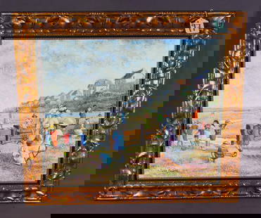 H. CLAUDE PISSARRO (1935- ) FRENCH: Vintage Original Oil on Canvas "Les Enfants Sur la Plage de Lue Sur Mer". Hand signed on front by Pissarro and signed & titled on verso. Original Image 20" x 24", Overall framed 26 3/4" x 31".