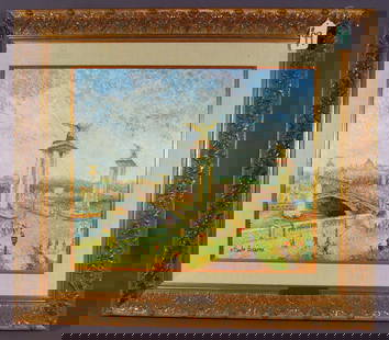H. CLAUDE PISSARRO (1935- ) FRENCH: Original Oil on Canvas "LaPort Alexander". Hand signed on front. Image 21 1/2" x 25 1/2", Overall framed 32" x 36".