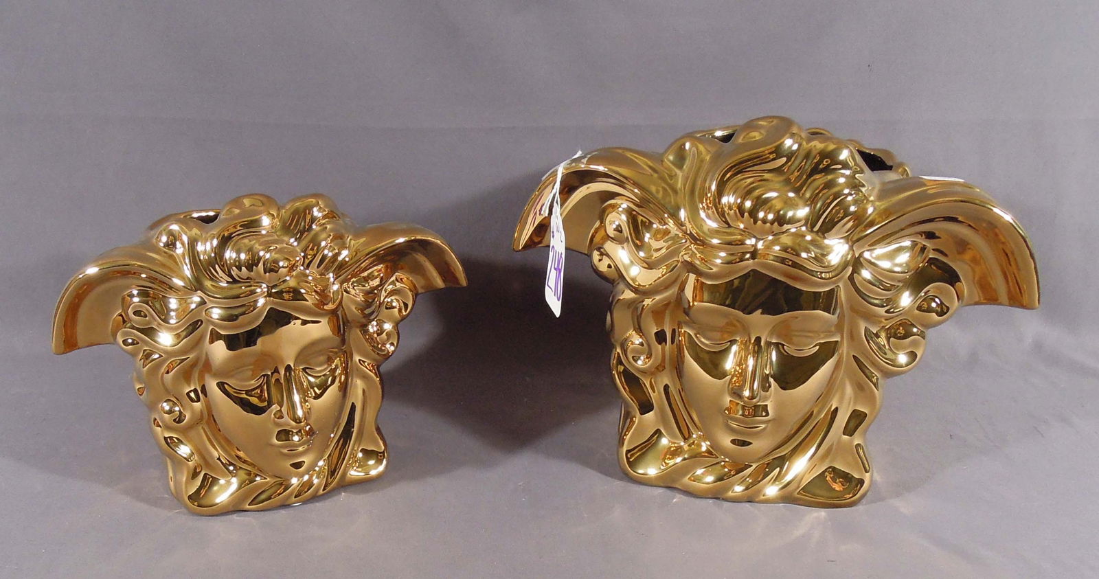 TWO PORCELAIN VERSACE STYLE "MEDUSA" STYLE VASES (1 of 1)