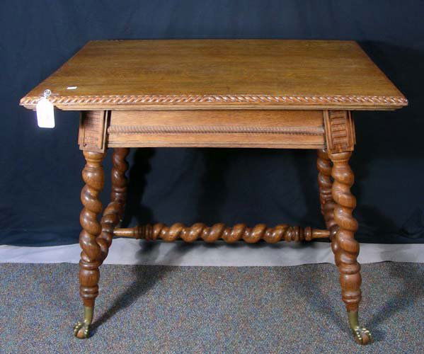 Antique Oak Spindle Leg Table