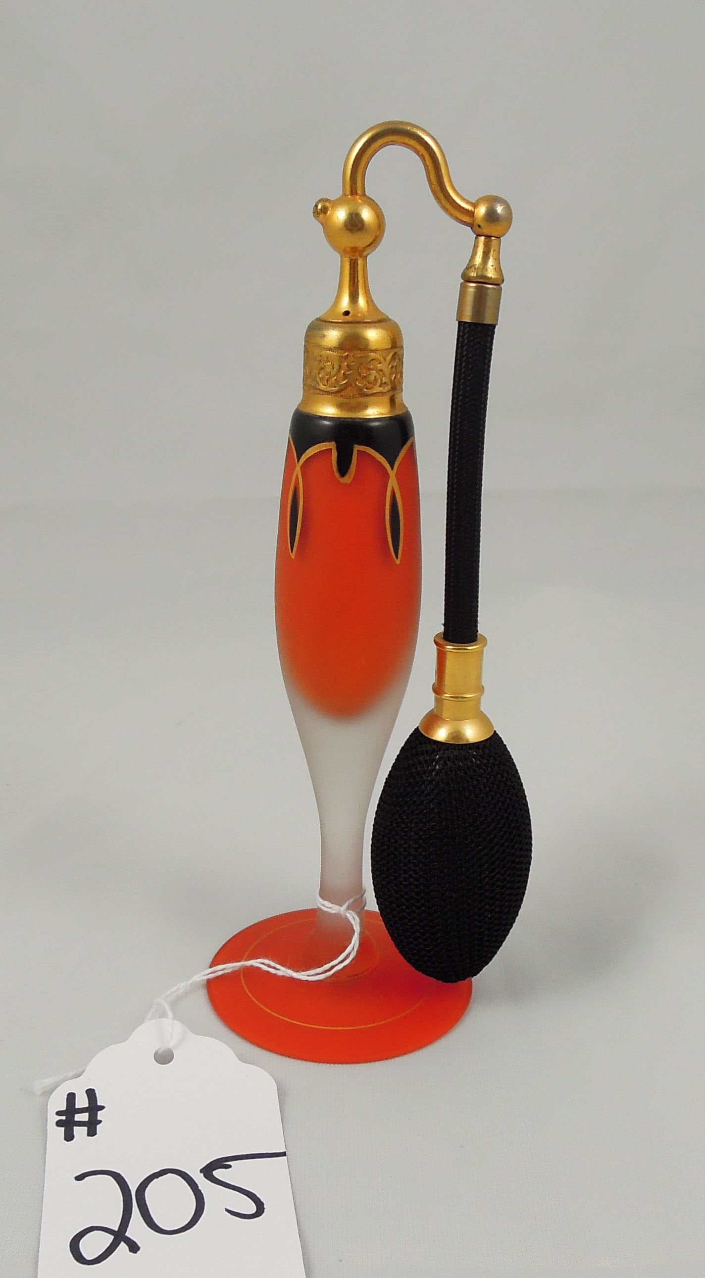 1920'S DEVILBISS BLACK, GOLD & ORANGE PERFUME BOTTLE (1 of 2)