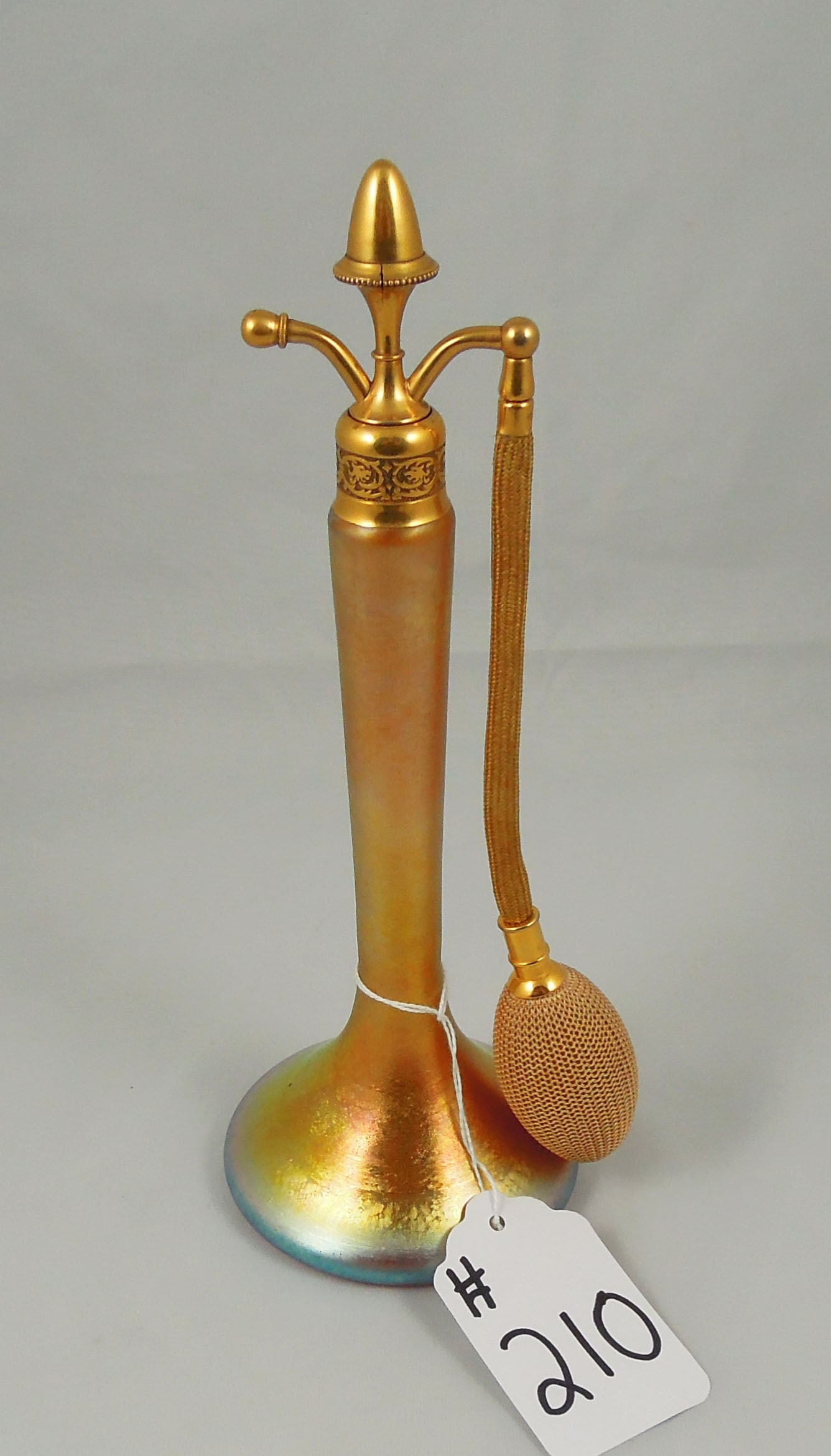 ANTIQUE TALL DEVILBISS BLUE & GOLD PERFUME BOTTLE (1 of 1)