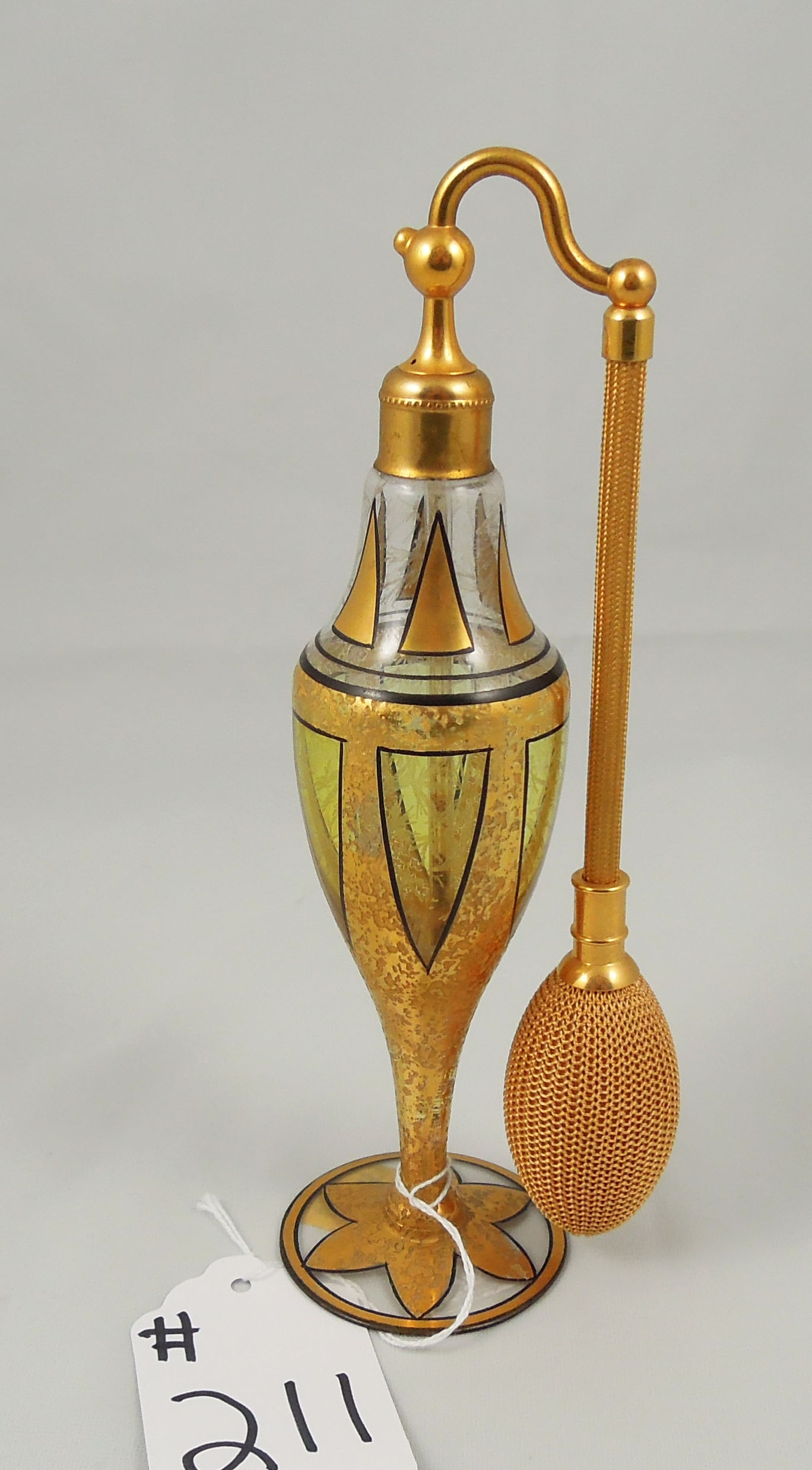ART DECO SIGNED DEVILBISS WINDOW PANE GILT PERFUME BOTTLE (1 of 2)